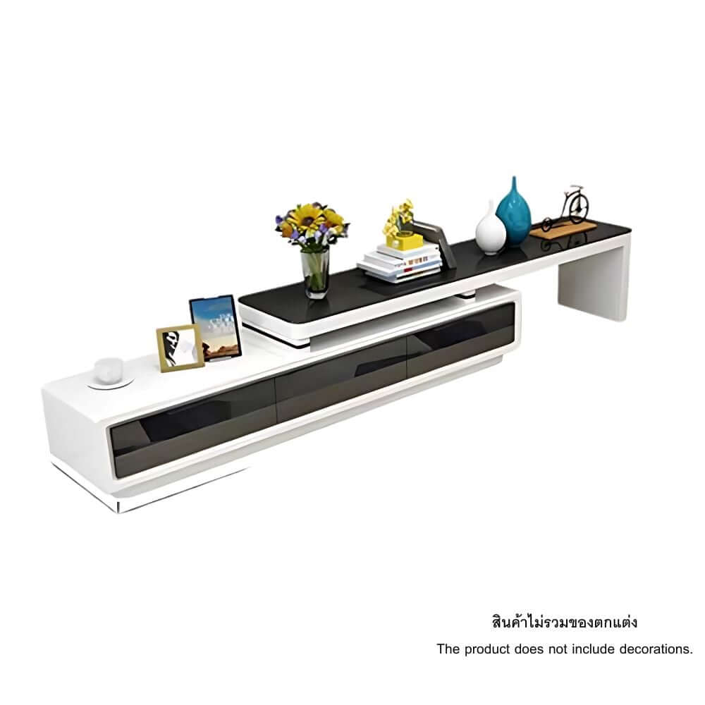 [Pre-order] ชั้นวางทีวี ท็อปกระจกสีดำ Proma-TVS-08-02 สีดำ/ขาว